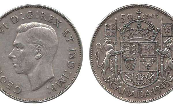 1945 NARROW DATE 50 CENTS,