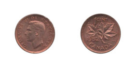 1952 Uncrowned Portrait, Modified Obverse Legend, One Cent